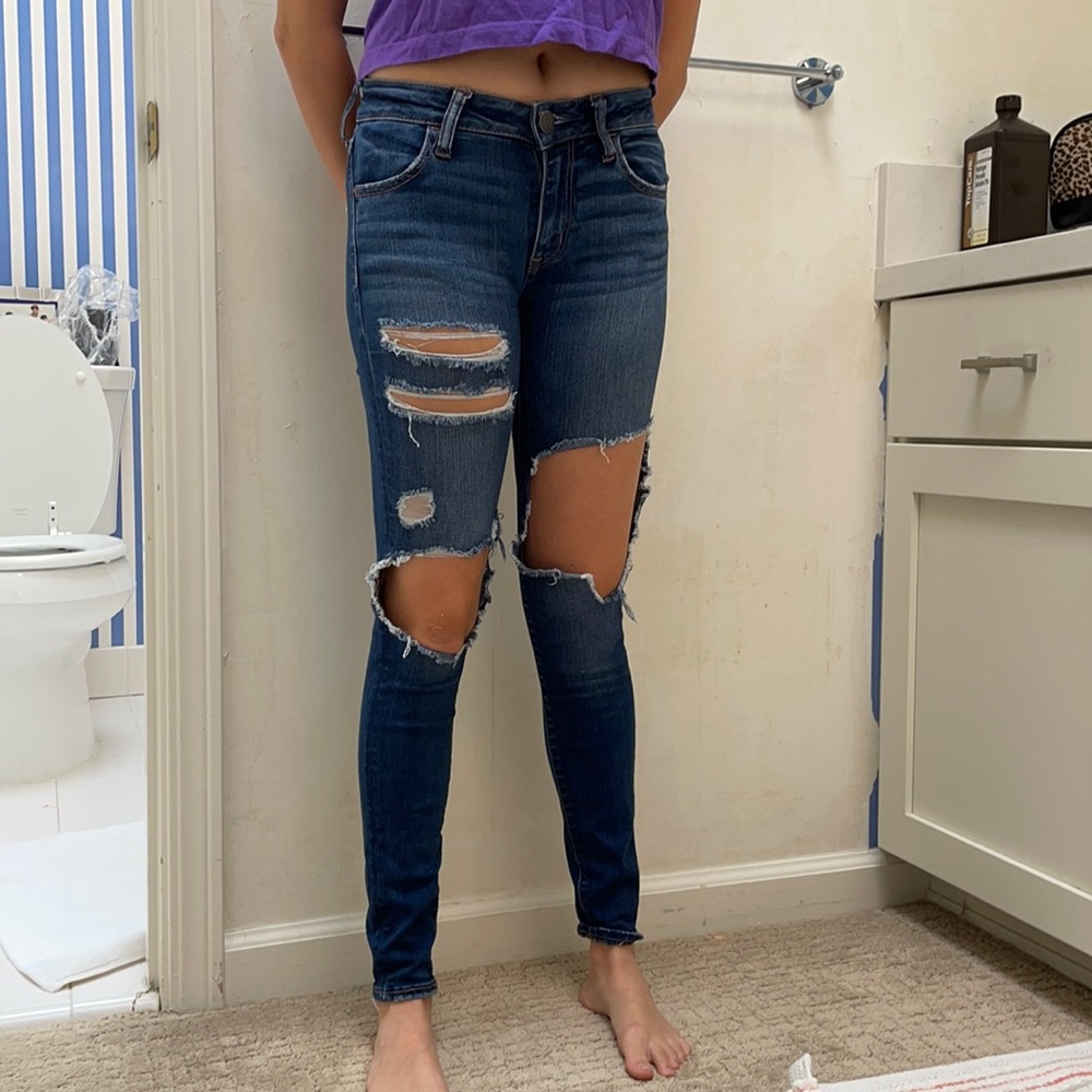 Dark Wash Ripped Skinny Jeans